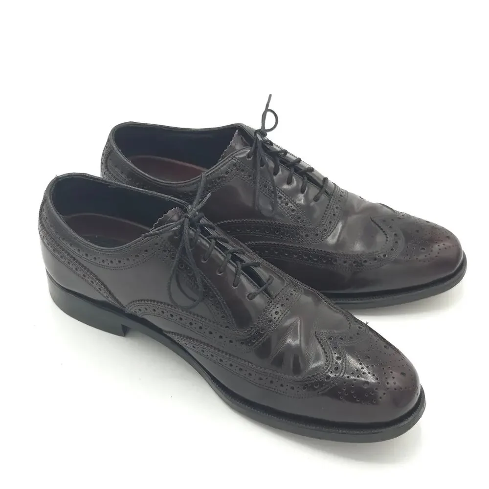 Florsheim Lexington Men's Size 8 Wingtip Oxfords Burgundy Leather